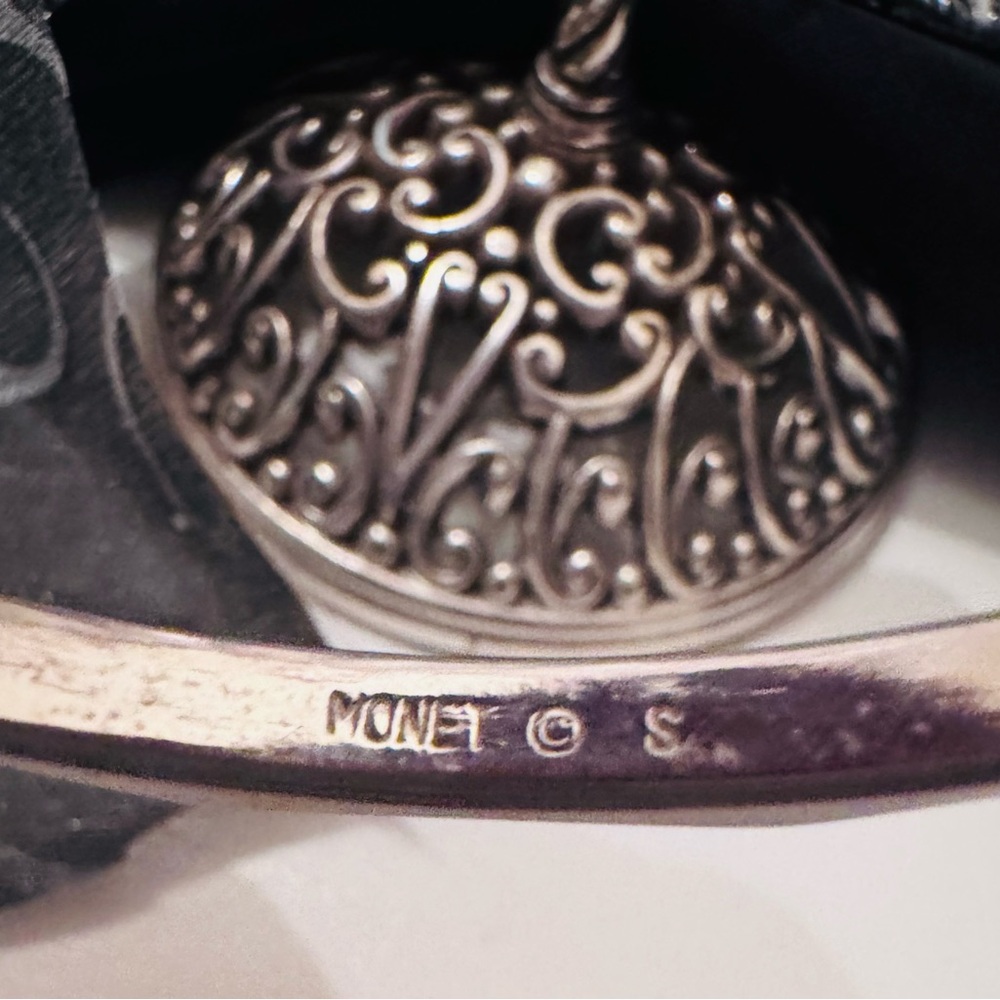 Monet Silver Plated Hexagonal Bangle Bracelet - image 6